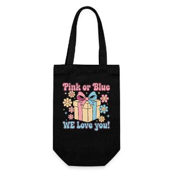 Gender Reveal Pink Or Blue We Love You Baby Shower - Gift Bag for Bottles - black - Front