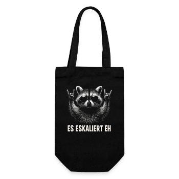 Es Eskaliert Eh Waschbär Party Spruch Humor - Geschenkbeutel für Flaschen - Schwarz - Vorne