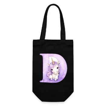 Lettre D Licorne Violette - Sac à bouteille - noir - Devant