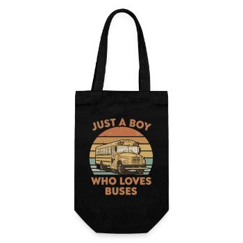 Junge liebt Busse – Retro Busdesign - Geschenkbeutel für Flaschen - Schwarz - Vorne