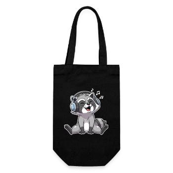 Raccoon Singing Listening to Music - Gift Bag for Bottles - black - Front