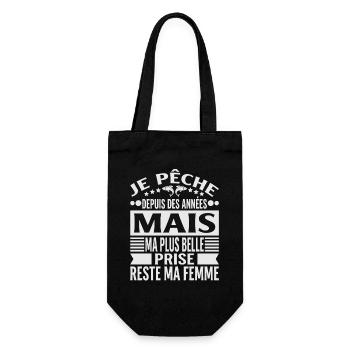 Pêche Pêcheur Cadeau humour personnalisé - Sac à bouteille - noir - Devant