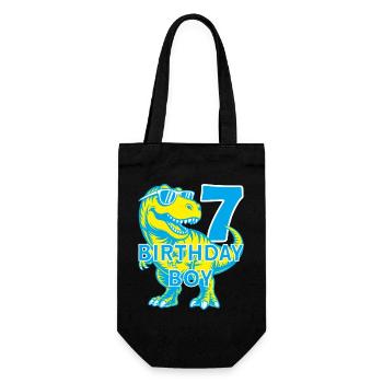 DINO 7 JAHRE DINOSAURIER 7. GEBURTSTAG - Geschenkbeutel für Flaschen - Schwarz - Vorne