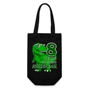 DINO 8 JAHRE DINOSAURIER 8. GEBURTSTAG - Geschenkbeutel für Flaschen - Schwarz - Vorne