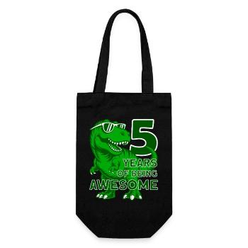 DINO 5 JAHRE DINOSAURIER 5. GEBURTSTAG - Geschenkbeutel für Flaschen - Schwarz - Vorne