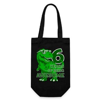 DINO 6 JAHRE DINOSAURIER 6. GEBURTSTAG - Geschenkbeutel für Flaschen - Schwarz - Vorne