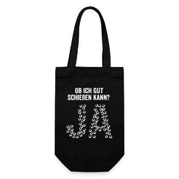 Ja aus Lochbuchstaben - Geschenkbeutel für Flaschen - Schwarz - Vorne