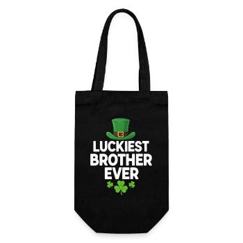 Luckiest Brother Ever Leprechaun - Gift Bag for Bottles - black - Front