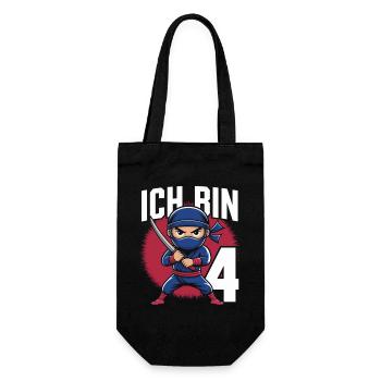 Ich bin 4 Geburtstag Ninja - Geschenkbeutel für Flaschen - Schwarz - Vorne
