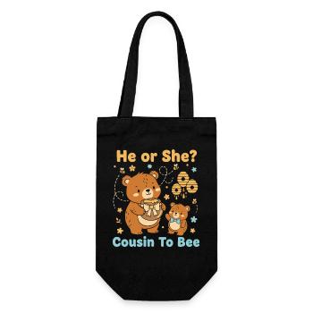 Gender Reveal He Or She Cousin To Bee Baby Shower - Gift Bag for Bottles - black - Front