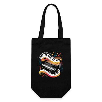  Fall In Love With The Sound Of Piano Buntes - Geschenkbeutel für Flaschen - Schwarz - Vorne
