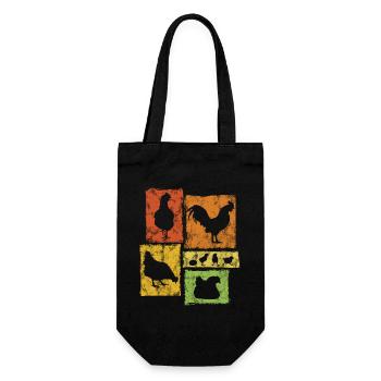 Hühner Silhouetten für Landwirt und Bauernhof - Geschenkbeutel für Flaschen - Schwarz - Vorne
