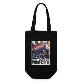 Alaska Is Calling Cat Holiday Pun - Gift Bag for Bottles - black - Front