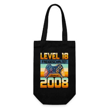 18. Geburtstag Junge Mädchen 2008 Gaming Level 18 - Geschenkbeutel für Flaschen - Schwarz - Vorne