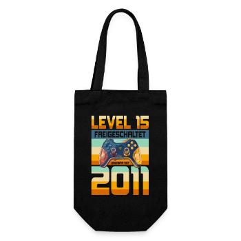 15. Geburtstag Junge Mädchen 2011 Gaming Level 15 - Geschenkbeutel für Flaschen - Schwarz - Vorne