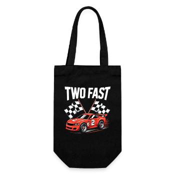 Deux 2 anniversaires Voitures de course rapides Deuxième anniversaire - Sac à bouteille - noir - Devant