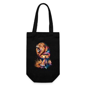Lion majestueux dans la scène du coucher de soleil avec - Sac à bouteille - noir - Devant