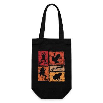Frogs Retro Graphic - Frog Silhouettes - Gift Bag for Bottles - black - Front