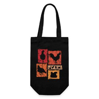 Hühner in Perspektive für Landwirt und Bauernhof - Geschenkbeutel für Flaschen - Schwarz - Vorne