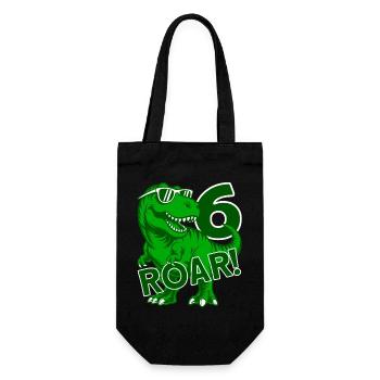 DINO 6 JAHRE DINOSAURIER 6. GEBURTSTAG - Geschenkbeutel für Flaschen - Schwarz - Vorne