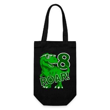 DINO 8 JAHRE DINOSAURIER 8. GEBURTSTAG - Geschenkbeutel für Flaschen - Schwarz - Vorne