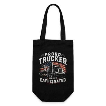 Trucks, transport, coffee, driver - Gift Bag for Bottles - black - Front