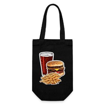 Burger Fries Cola Sticker - Gift Bag for Bottles - black - Front