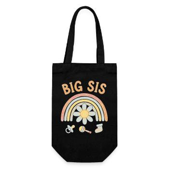 Gender Reveal Big Sis Baby Shower Big Sister Team - Gift Bag for Bottles - black - Front