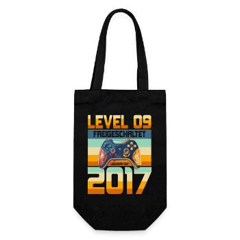9. Geburtstag Junge Mädchen 2017 Gaming Gamer - Geschenkbeutel für Flaschen - Schwarz - Vorne