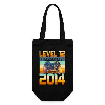 12. Geburtstag Junge Mädchen 2014 Gaming Level 12 - Geschenkbeutel für Flaschen - Schwarz - Vorne