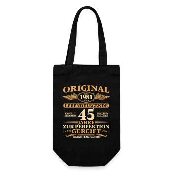 45. Geburtstag Absolut Einmalig 1981 Jahrgang - Geschenkbeutel für Flaschen - Schwarz - Vorne