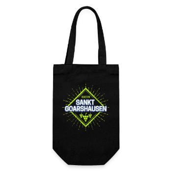 St. Goarshausen am Rhein Retro Weintrauben Design - Geschenkbeutel für Flaschen - Schwarz - Vorne