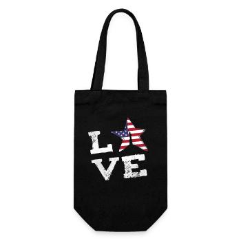 love usa freiheit NY stars and stripes stern Cool - Geschenkbeutel für Flaschen - Schwarz - Vorne