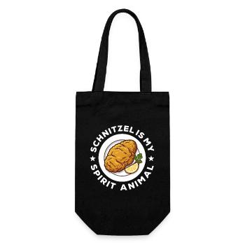 Schnitzel is my Spirit Animal - Geschenkbeutel für Flaschen - Schwarz - Vorne
