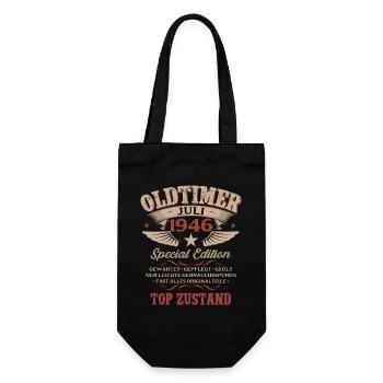 80. Geburtstag Geschenk Mann Oldtimer Juli 1946 - Geschenkbeutel für Flaschen - Schwarz - Vorne