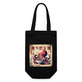 Octopus Ramen Vintage Poster Style - Gift Bag for Bottles - black - Front