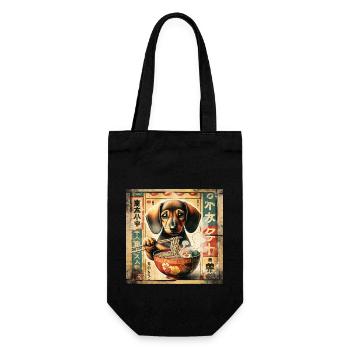 Dachshund Ramen Vintage Poster Style - Gift Bag for Bottles - black - Front