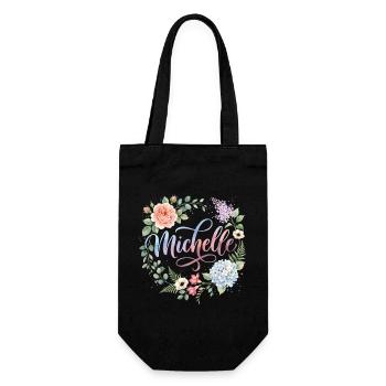 Nom floral Michelle - Sac à bouteille - noir - Devant