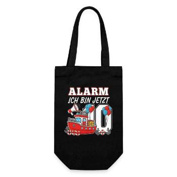 Alarm Ich Bin Jetzt 9 Feuerwehr Geburtstag - Geschenkbeutel für Flaschen - Schwarz - Vorne