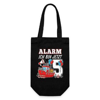Alarm Ich Bin Jetzt 5 Feuerwehr Geburtstag - Geschenkbeutel für Flaschen - Schwarz - Vorne