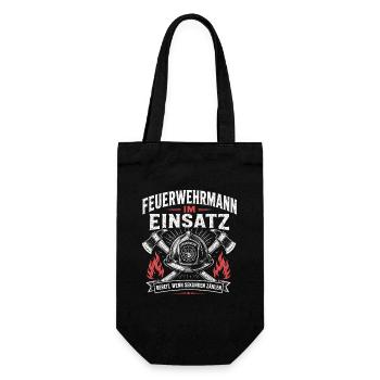 Feuerwehrmann im Einsatz Shirt - Geschenkbeutel für Flaschen - Schwarz - Vorne