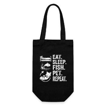 Mange, dors, poisson, Poisson, Répète, pêche, chat rétro - Sac à bouteille - noir - Devant