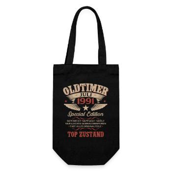 35. Geburtstag Geschenk Mann Oldtimer Juli 1991 - Geschenkbeutel für Flaschen - Schwarz - Vorne