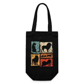 Lion Perspectives : Graphique de style rétro - Sac à bouteille - noir - Devant