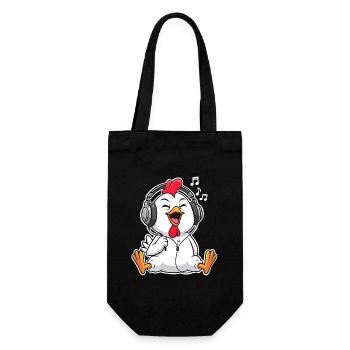 Chicken Chicks Singing Listening to Music - Gift Bag for Bottles - black - Front