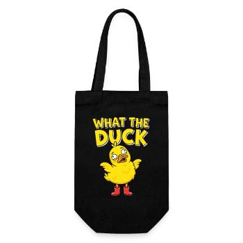 What the Duck: Gelbe Ente mit Stiefeln - Geschenkbeutel für Flaschen - Schwarz - Vorne