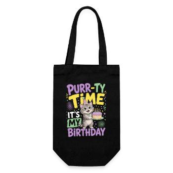 Purr-ty Time Geburtstags-katzen-partyhut-kätzchen - Geschenkbeutel für Flaschen - Schwarz - Vorne