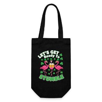 St Patricks Day Flamingos Prost - Geschenkbeutel für Flaschen - Schwarz - Vorne