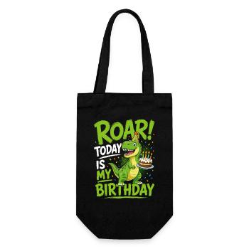 Roaring Today Is My Birthday T-Rex Dino Cake - Gift Bag for Bottles - black - Front