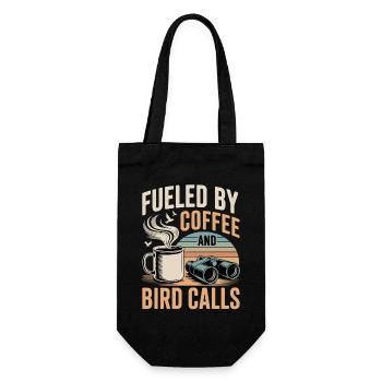 Coffee, bird calls and binoculars - Gift Bag for Bottles - black - Front